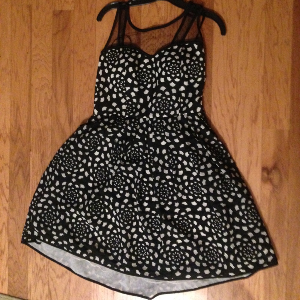 A. Drea Black and White Floral Eyelet Dress